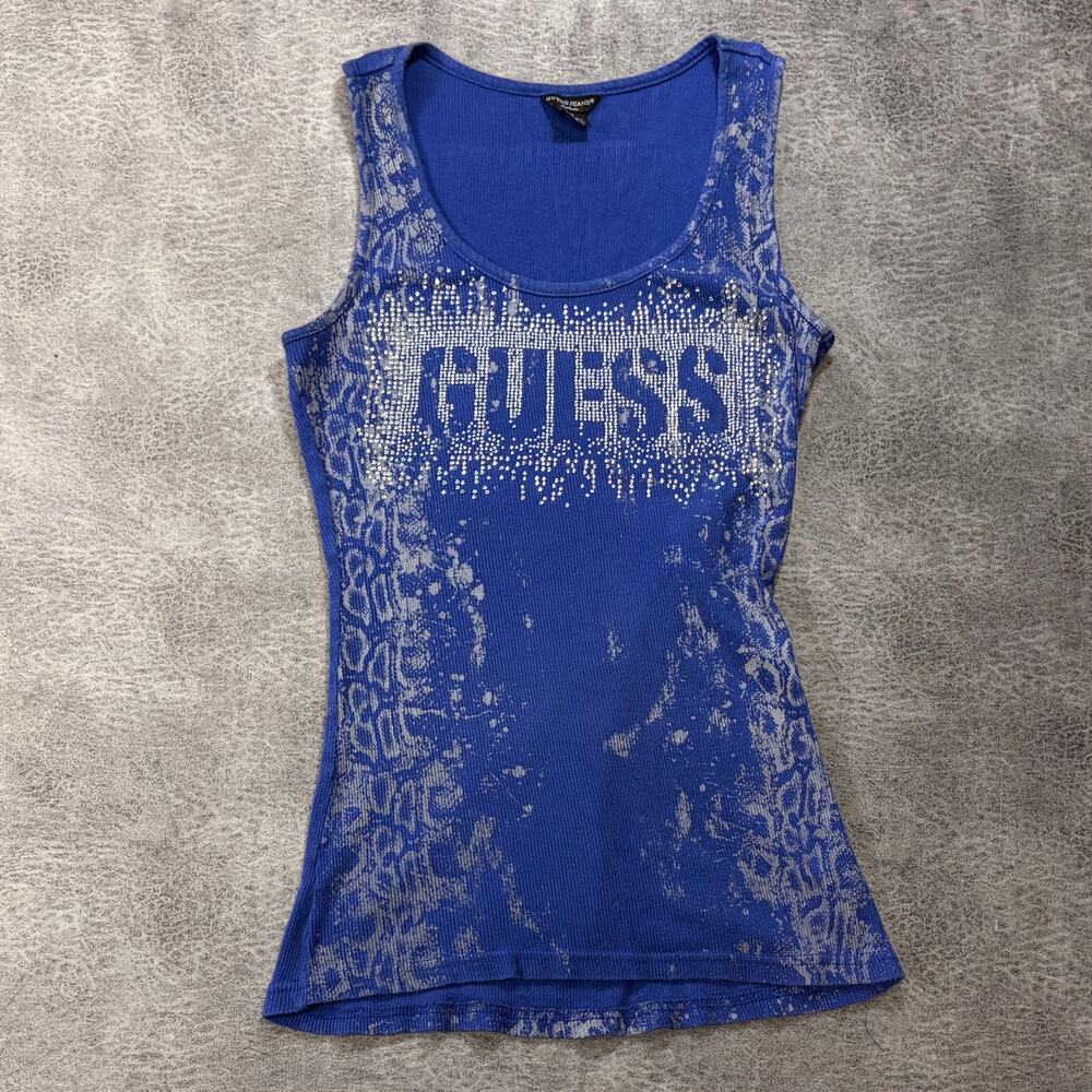 Vintage Guess Rhinestone Ribbed Tank Top